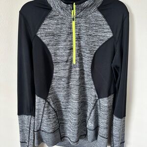 RBX Heathered Gray and Black 1/4 zip long sleeve performance top Size M